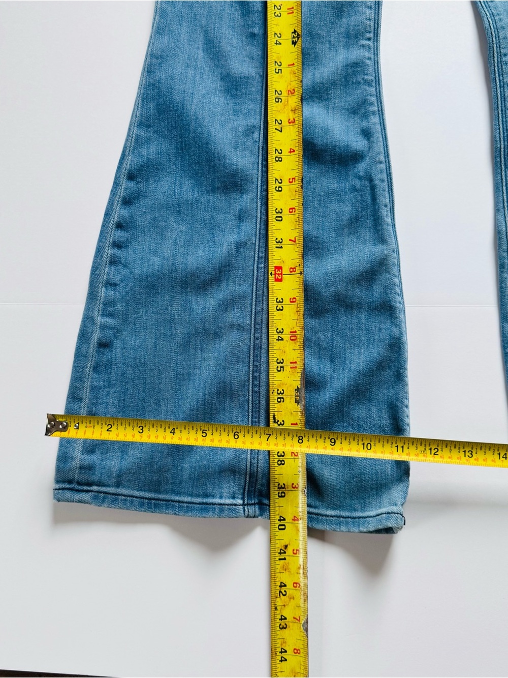 Express 70s High-Rise Light Blue Flare Jeans, Size 4S - Picture 6 of 10